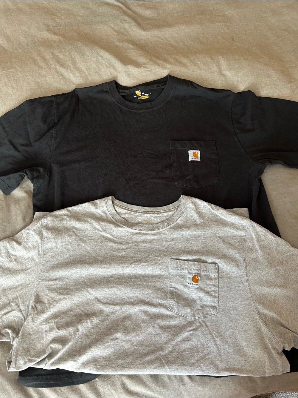 Carhartt Short-Sleeve Pocket Tees — Black & Light Gray